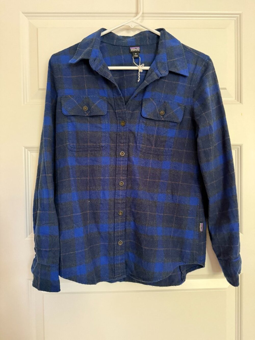 NWOT Patagonia Women's Organic Cotton Fjord Flannel Shirt, Blue Plaid, XS